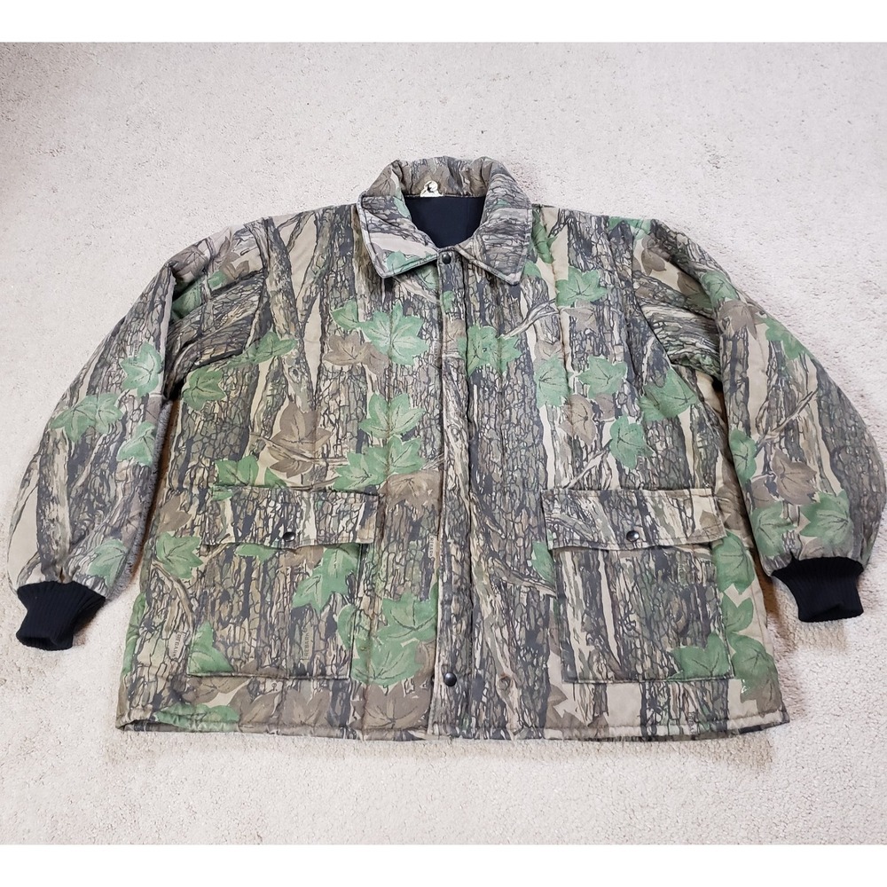 VTG 90's Key Rebark Camo Coat Jacket Mens 3XL XXXL Made in USA Hunting Shooting